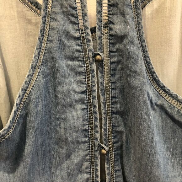 Superdry Spaghetti Strap Denim Dress w Lace Detail size L - Picture 5 of 9